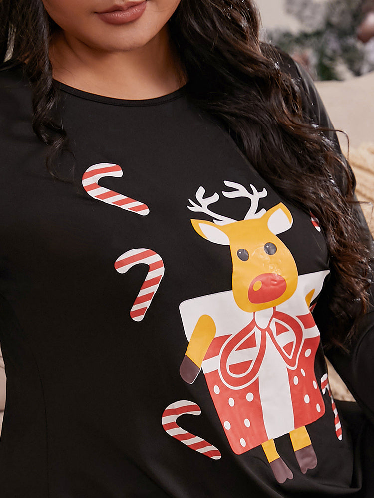 Christmas Elk Pattern A Line Dress