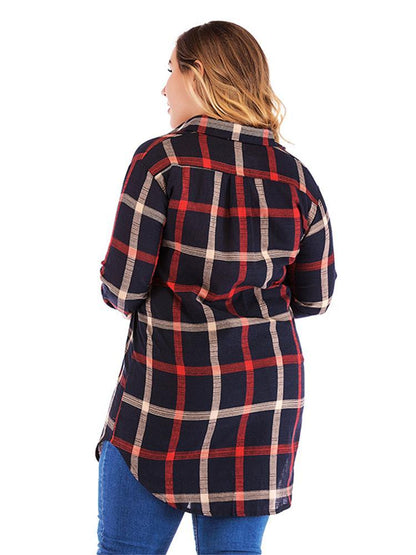 Classic Plaid Pocket Mid-length Shirt