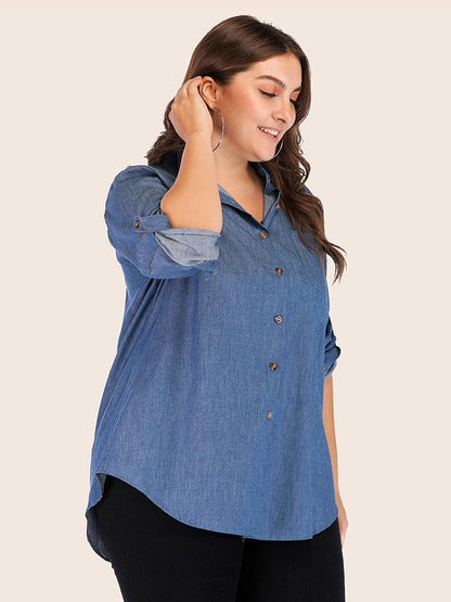 Denim Single Breasted Lapel Shirt