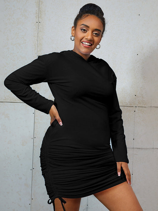 Drawstring Side Bodycon Sweatshirt Dress