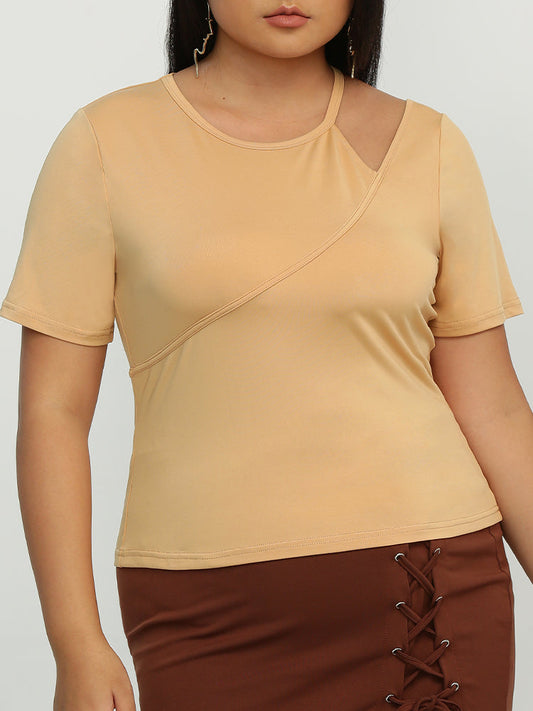 Shoulder Cut Out Stitch T-Shirt