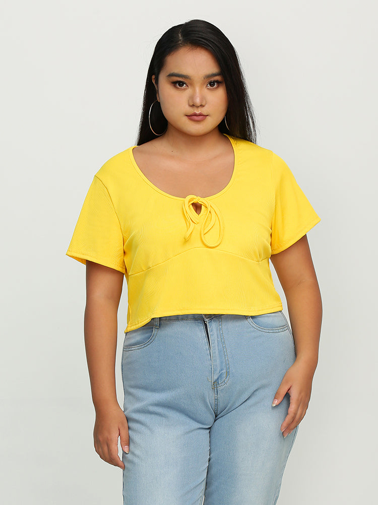 Notched Knotted T-Shirt