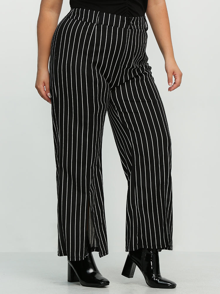 Split Hem Striped Pants