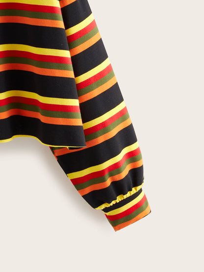 Striped Drop Shoulder Oversized Tee