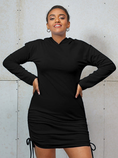 Drawstring Side Bodycon Sweatshirt Dress