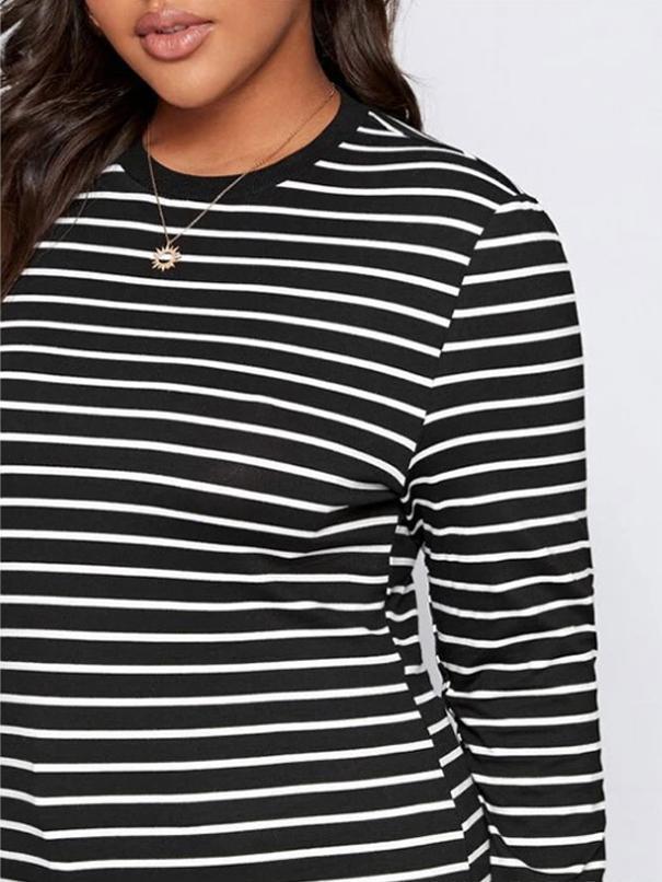 Basic Stripe Round Neck T-shirt