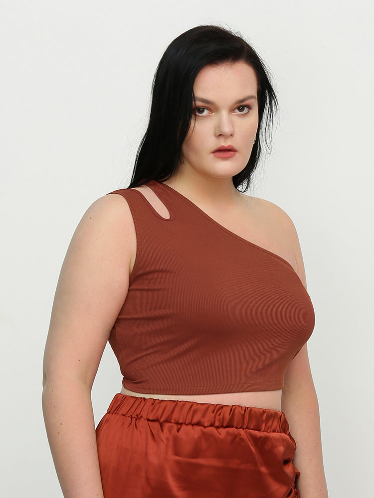 Cut Out One Shoulder Crop Top