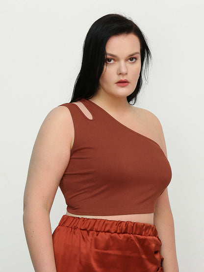 Cut Out One Shoulder Crop Top