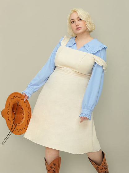 Ruffle Button Suspender Dress
