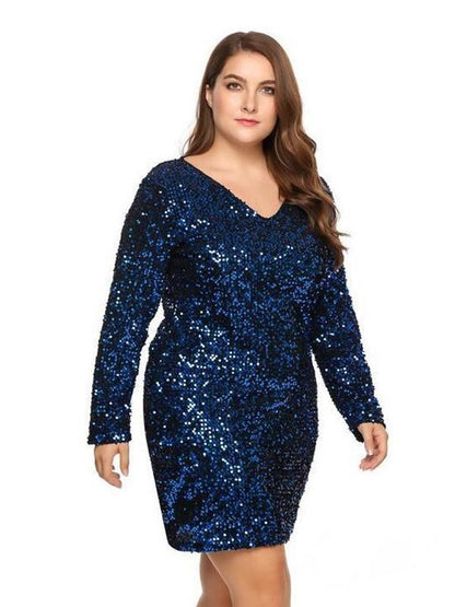 Sequin V-neck Party Dress