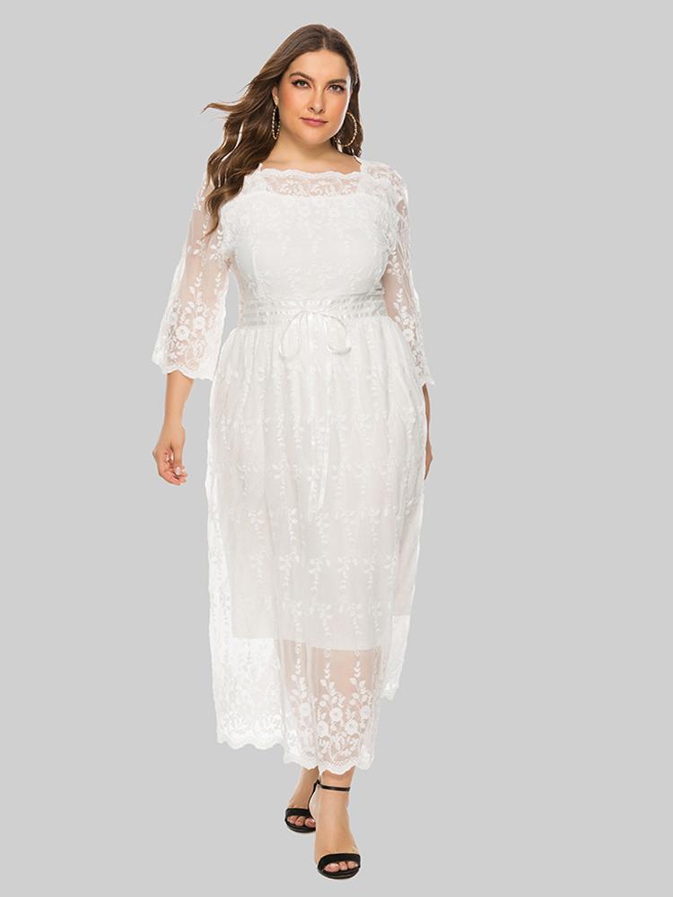 Elegant Lace Half Sleeve Maxi Dress