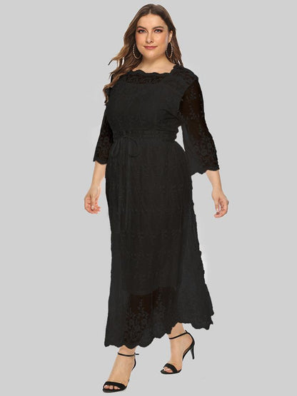 Elegant Lace Half Sleeve Maxi Dress