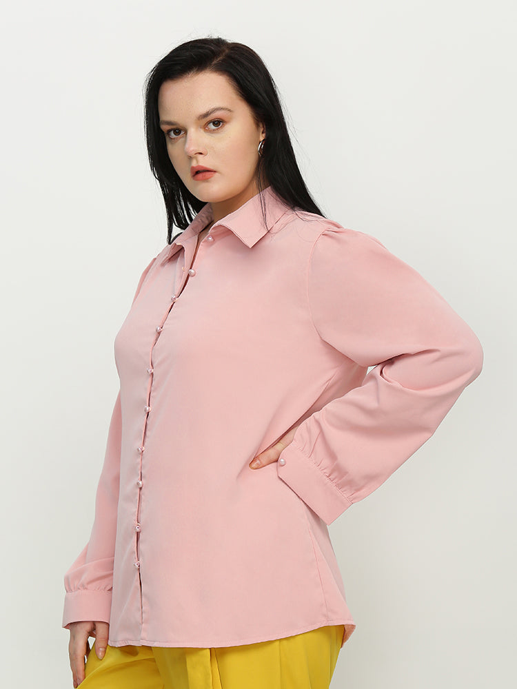 Lapel Collar Button Blouse