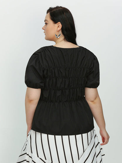 Puff Sleeve Shirred Top