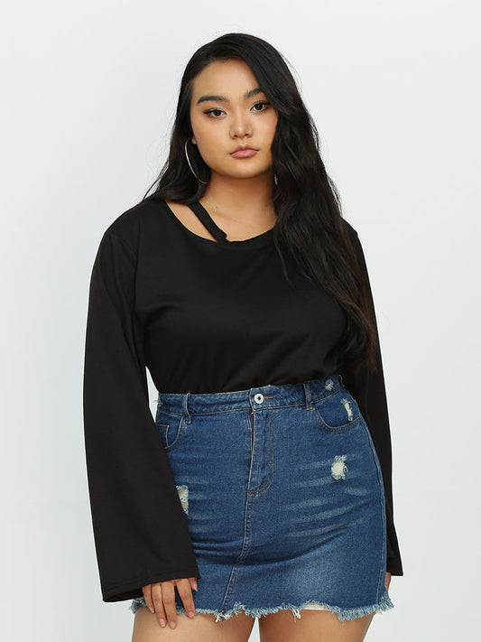 Cut Out Bell Sleeve T-Shirt