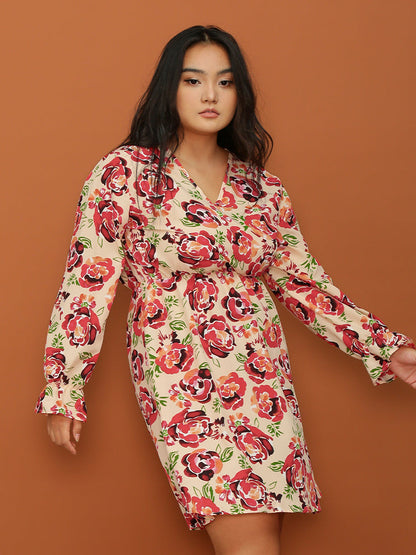 Long Sleeve Floral Print Dress
