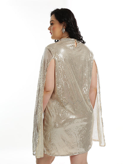 Sequined Cape Mini Dress