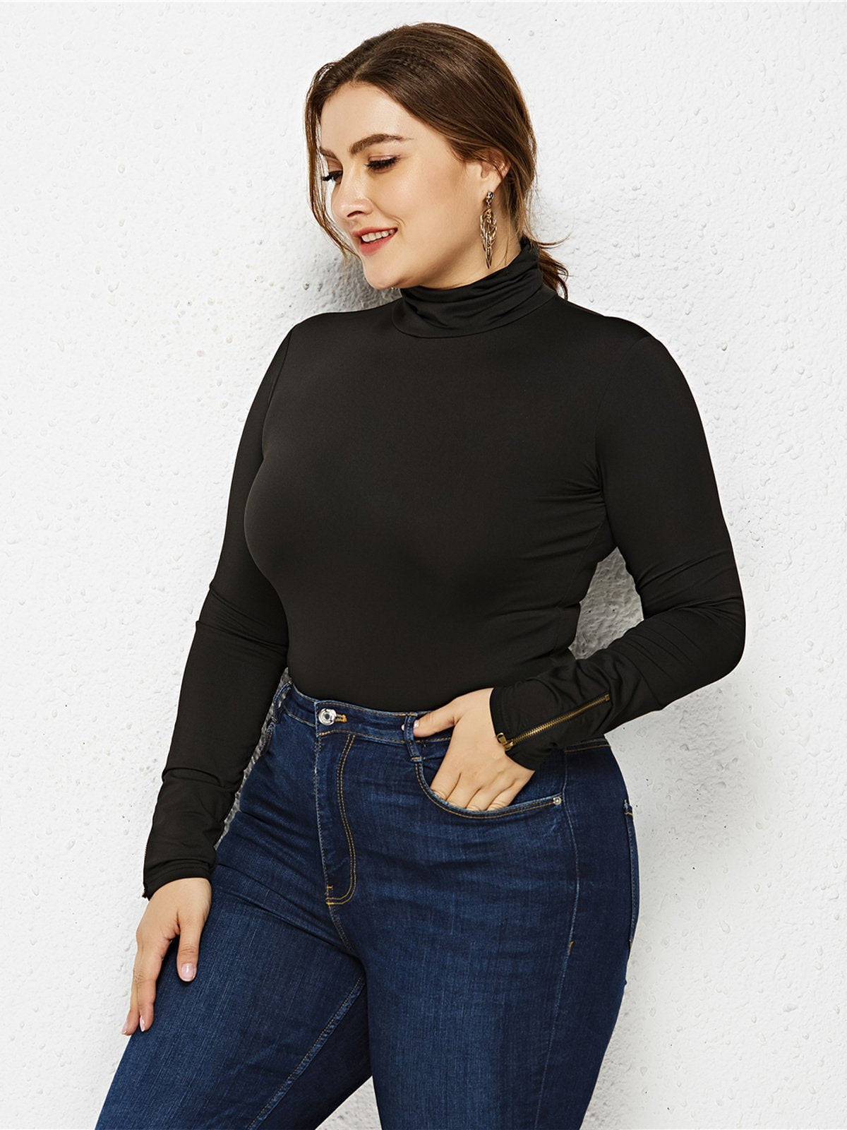 Basic Turtleneck Solid Color Bodysuits