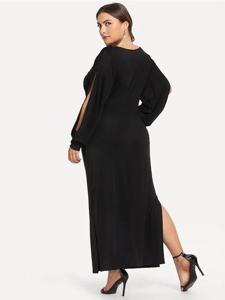 Hollow-out Sleeve Slim Fit Maxi Dress