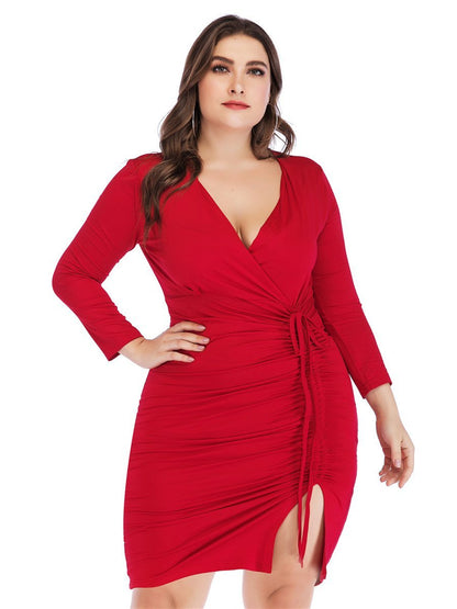 Wrap Ruched Slim Fit Dress