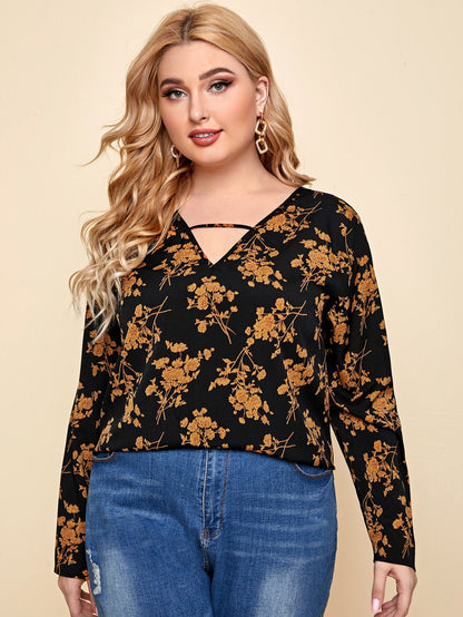 V-cut Neck Floral Top