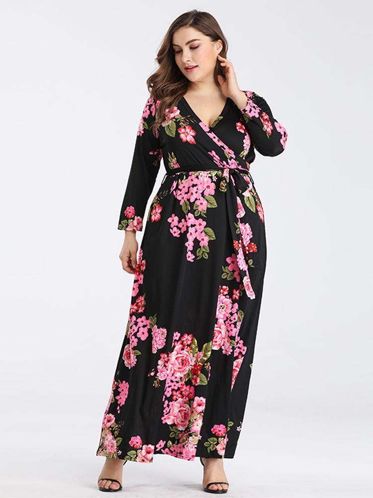 Floral Printed Wrap Maxi Dress