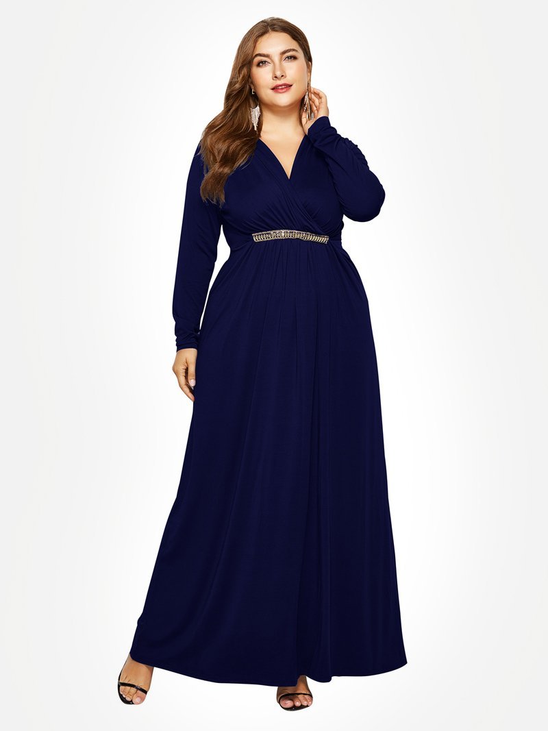 Ruched Decoration V-neck Maxi Dress