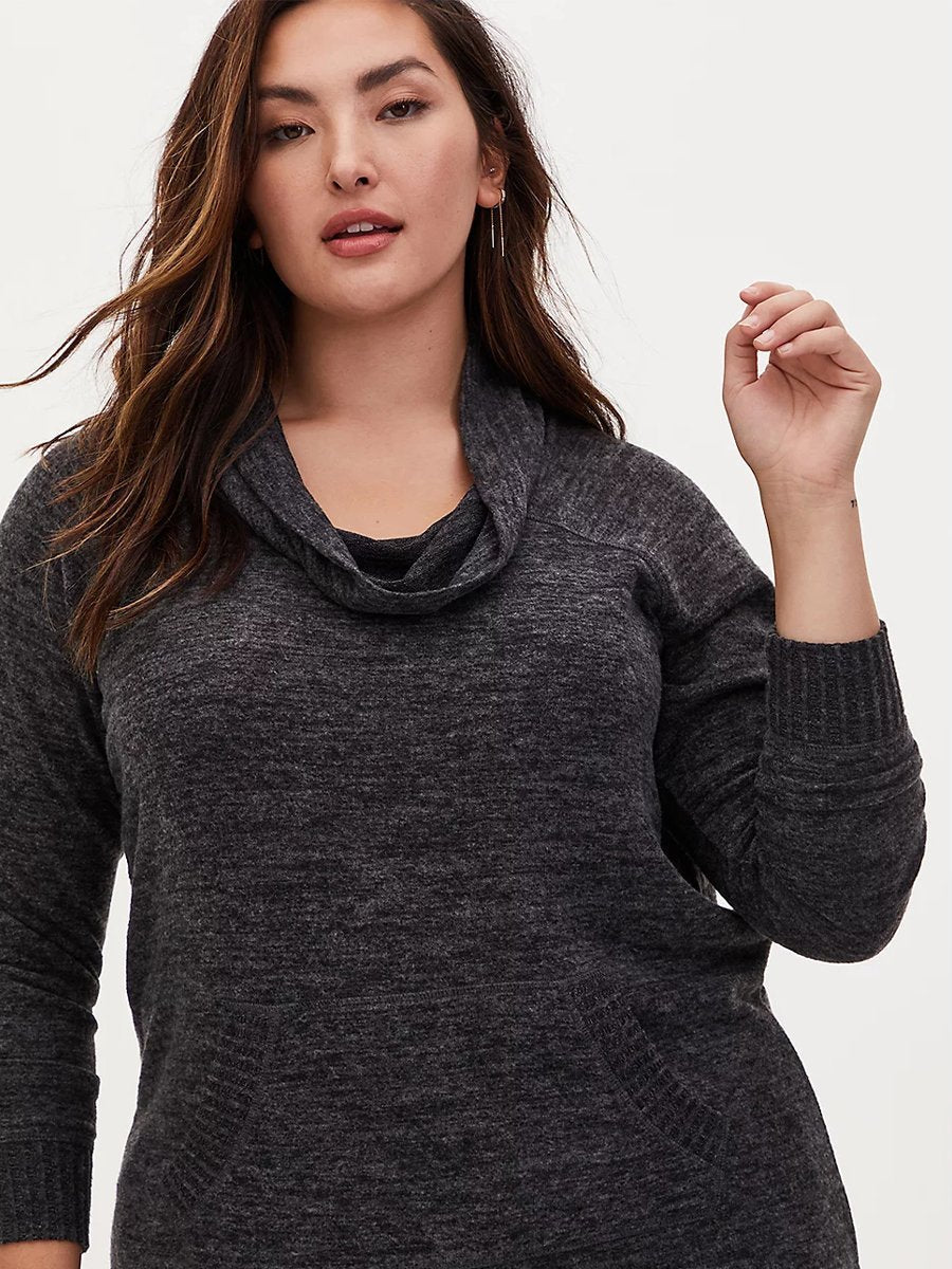 Pile Collar Kangaroo Pocket Knit Top