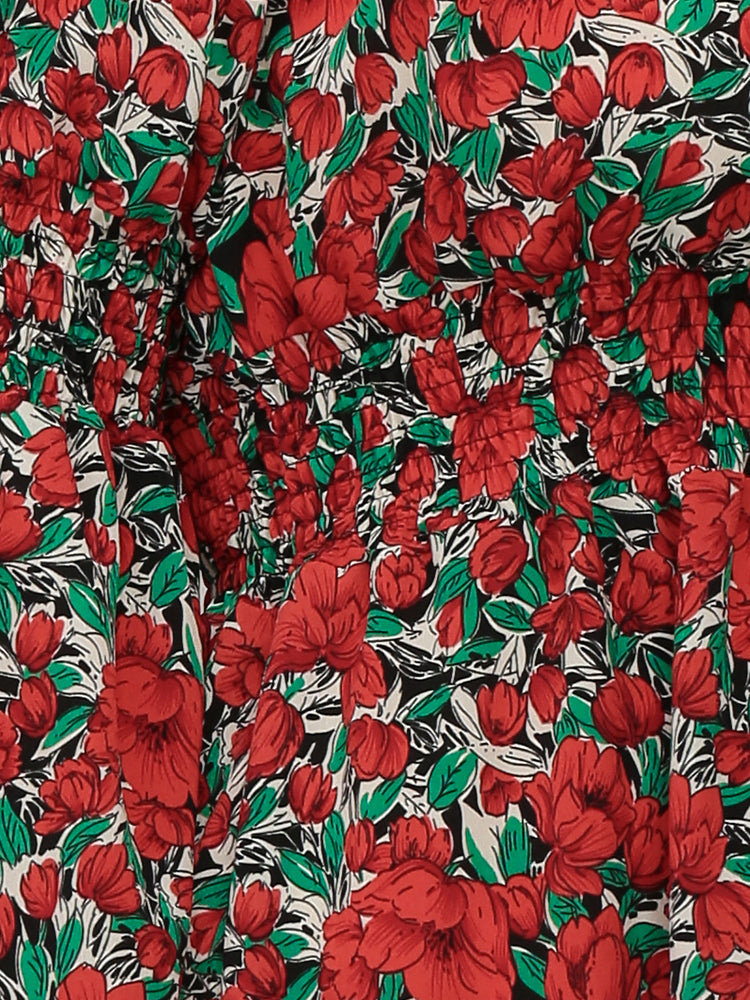 Off Shoulder Flared Sleeve Floral Dress