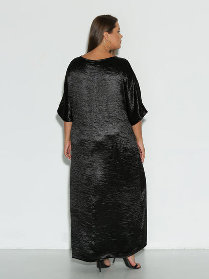 Satin Dolman Sleeve Dress