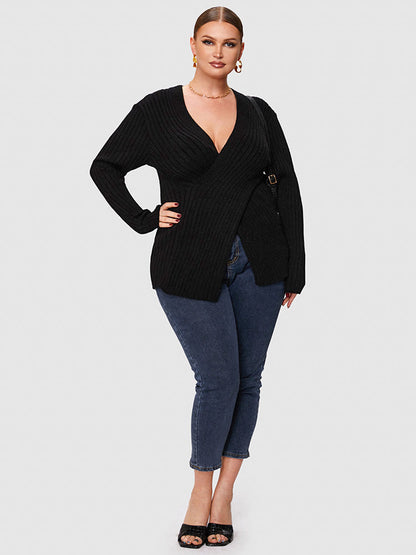 Ribbed Knit Crisscross Sweater