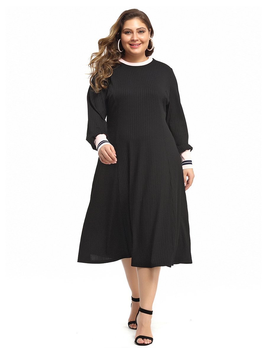 Patchwork Round Neck Knit Dress