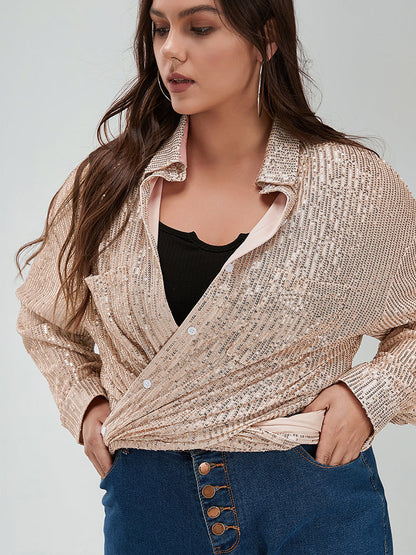 Sequin Pocket Buttons Blouse