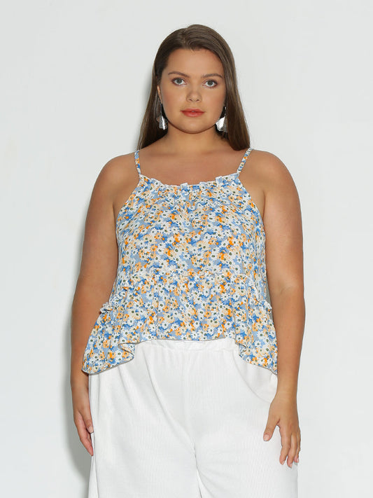 Ditsy Floral Frill Trim Top