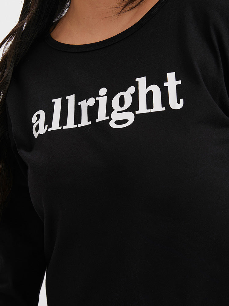 Allright Printing Slit Sweatshirt Dress