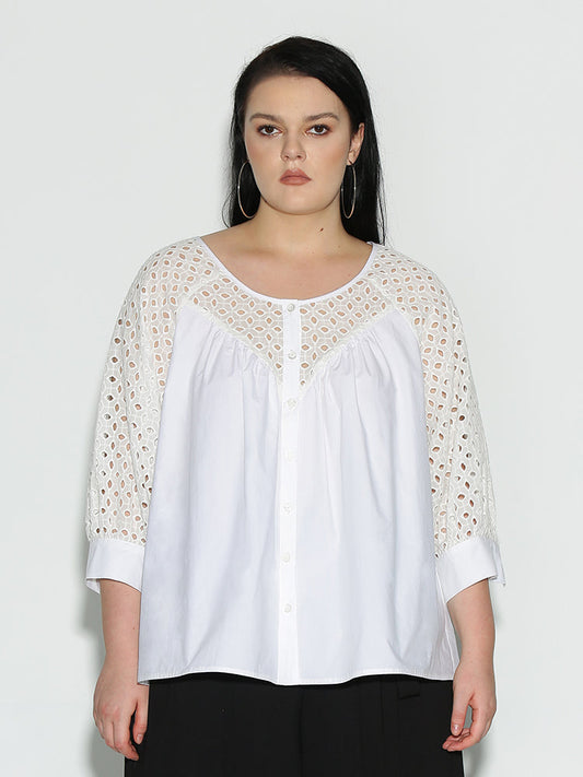 Broderie Button Top