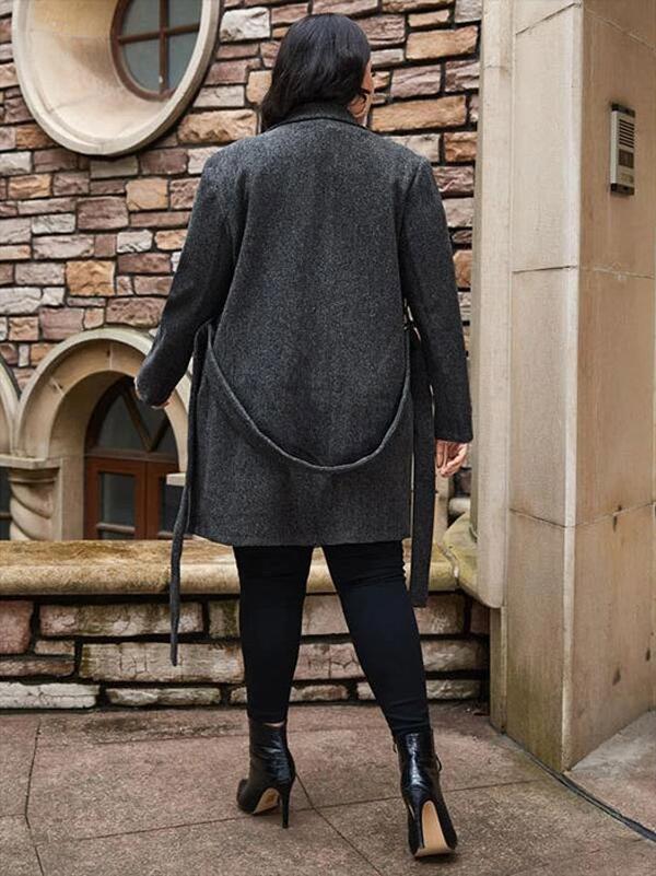 Big Pockets Belt Lapel Overcoat