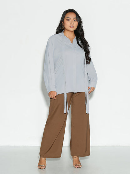 Extended Collar Lapel Blouse