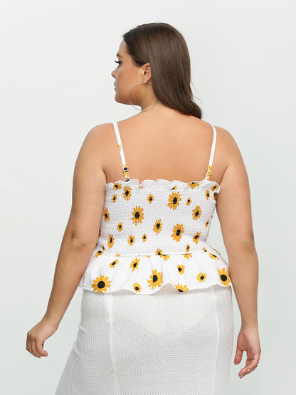 Daisy Shirred Frill Trim Crop Top