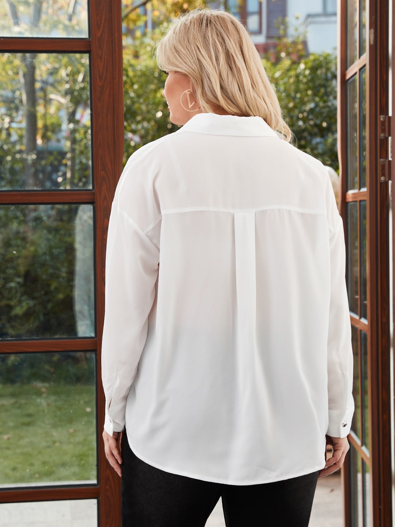 Striped Asymmetrical Hem Button Up Blouse