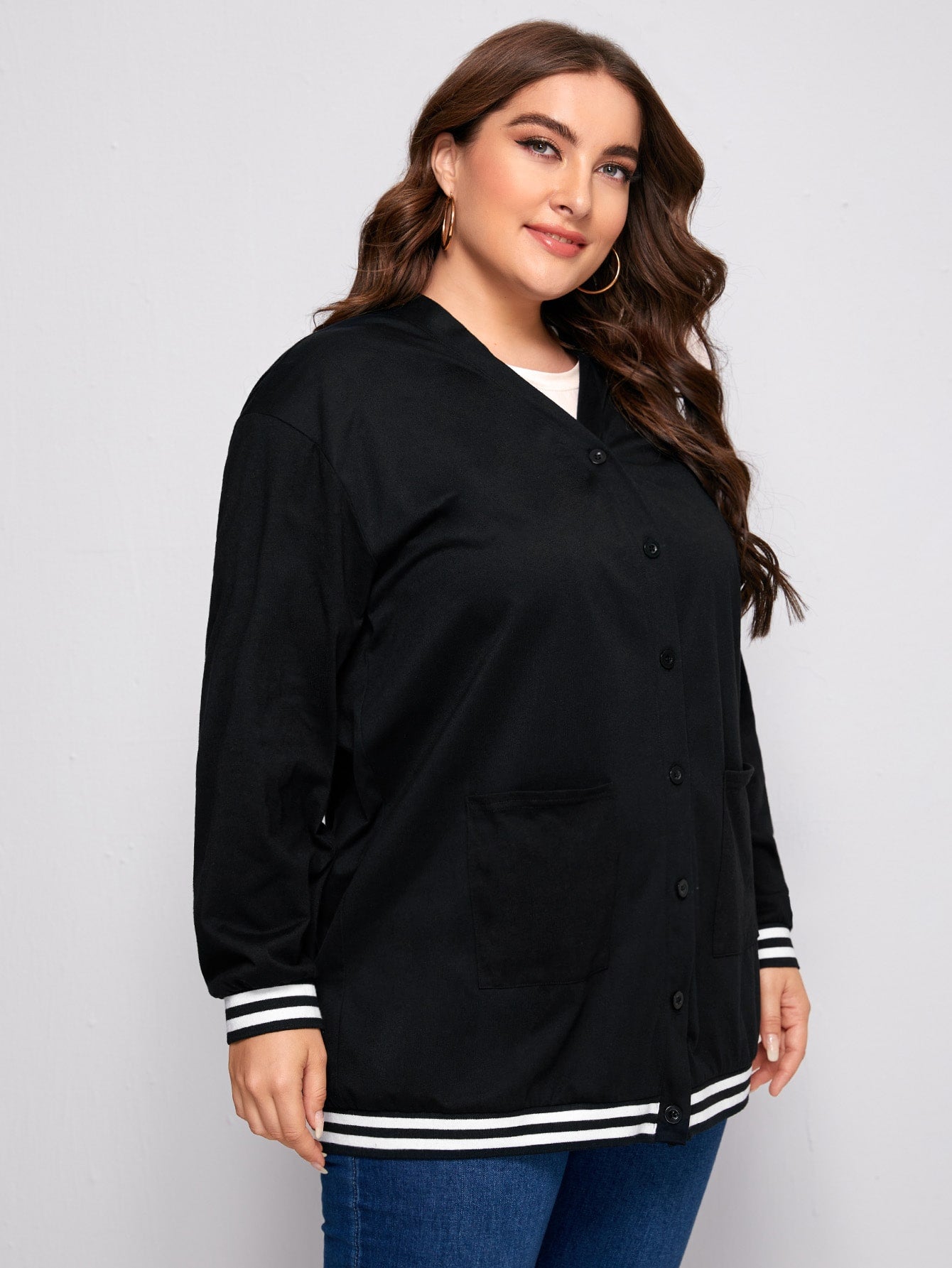 Button Front Striped Jacket