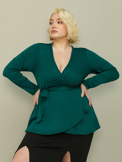 Lace Up Irregular V-neck Top