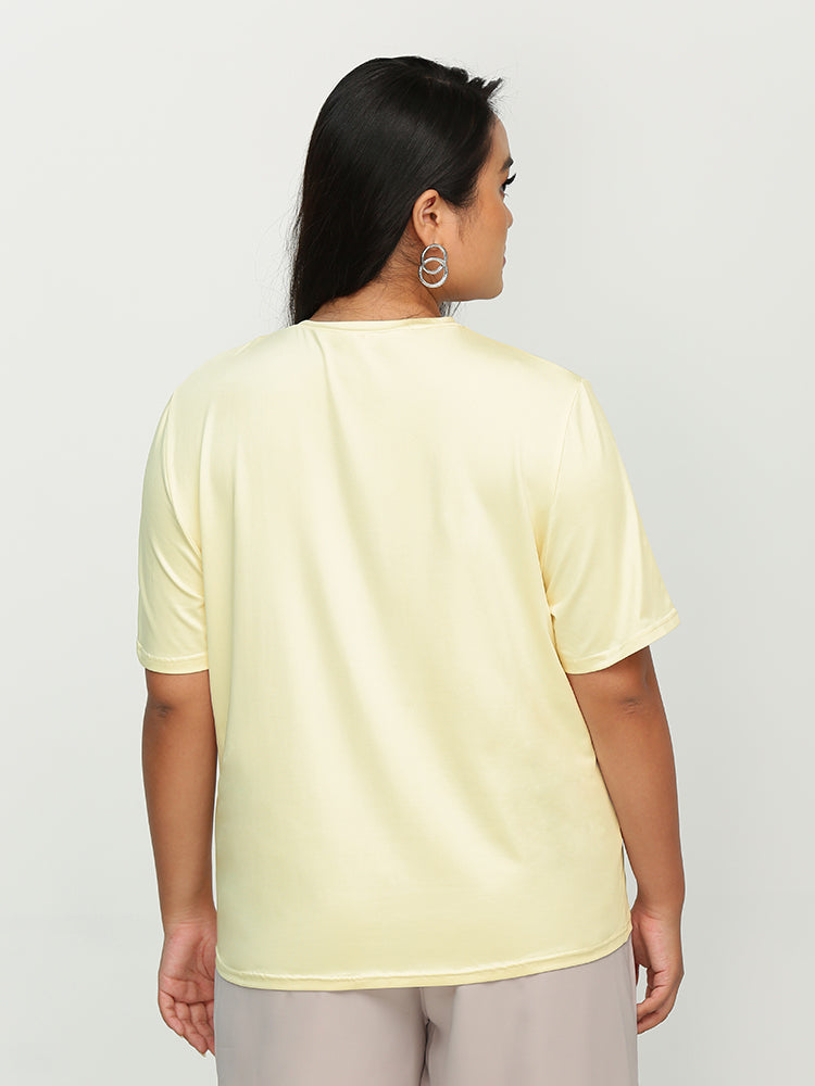 Ruched Neckline Short Sleeve T-Shirt