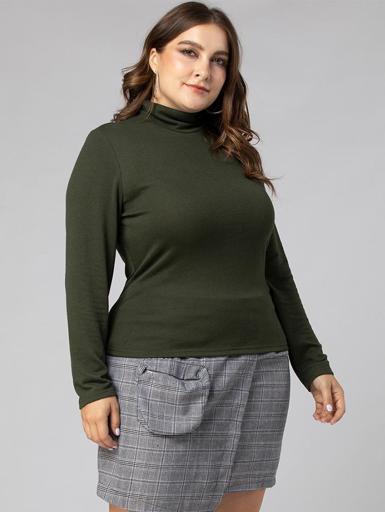 Basic Turtleneck Solid Color T-shirt