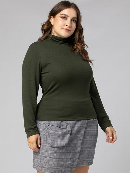 Basic Turtleneck Solid Color T-shirt