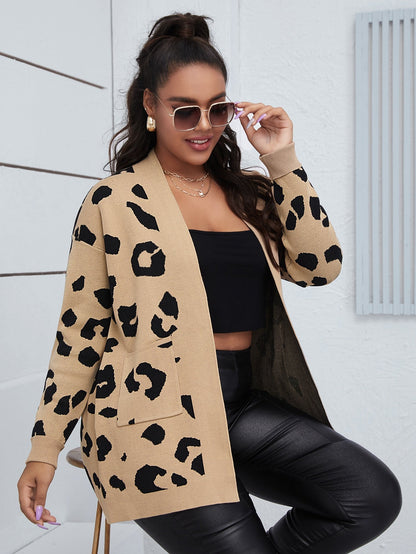 Allover Pattern Open Front Cardigan