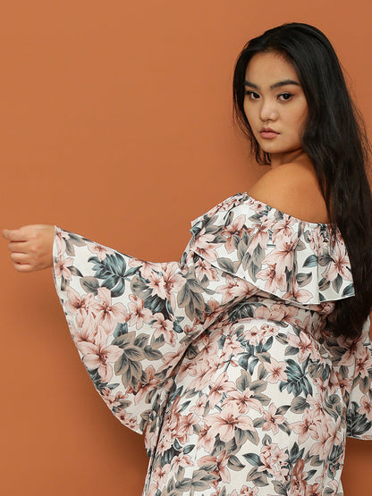 Flared Sleeve Off Shoulder Dress