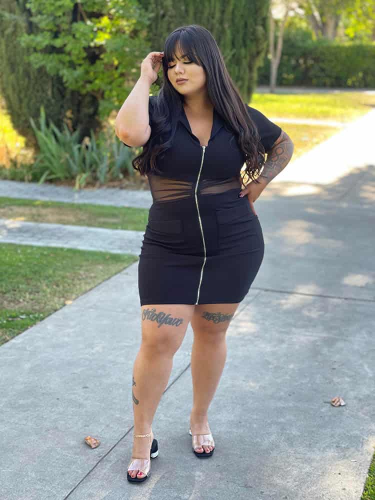 See Through Zipper Dress