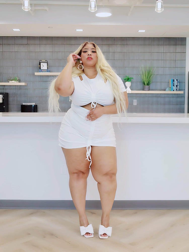 Cut Out Pleated Knot Dress