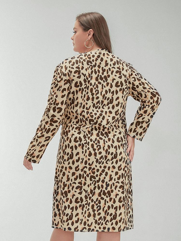 Leopard Print Lace Wrap Dress